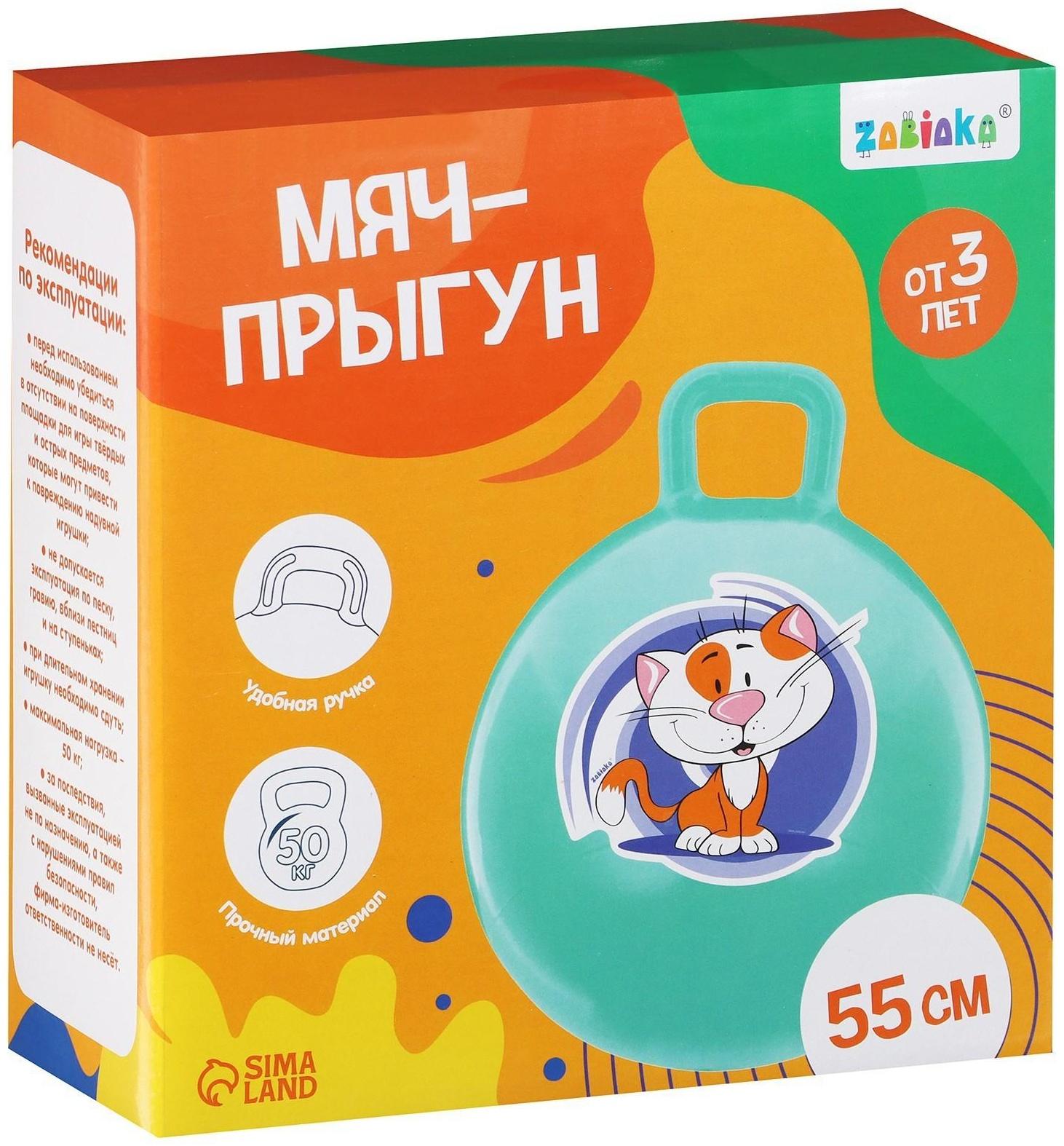 Мяч-прыгун с ручками «Маленькая принцесса» 55 см, 480 г, цвет бирюзовый