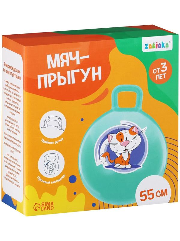 Мяч-прыгун с ручками «Маленькая принцесса» 55 см, 480 г, цвет бирюзовый