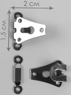 Крючки пришивные для брюк, 2 × 1,5 см, 2 шт, цвет серебряный