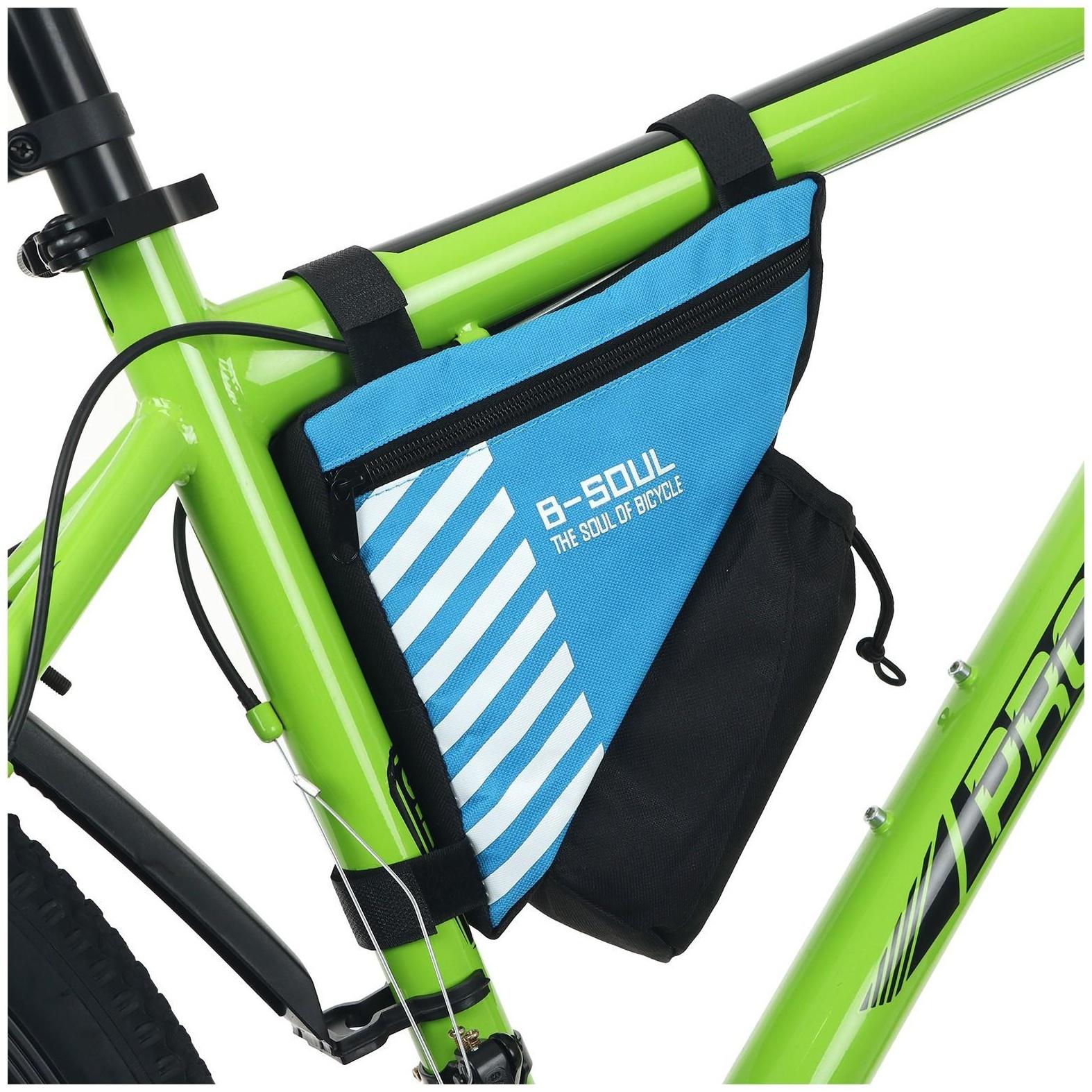 Велосумка подрамная с отсеком для бутылки, цвет синий