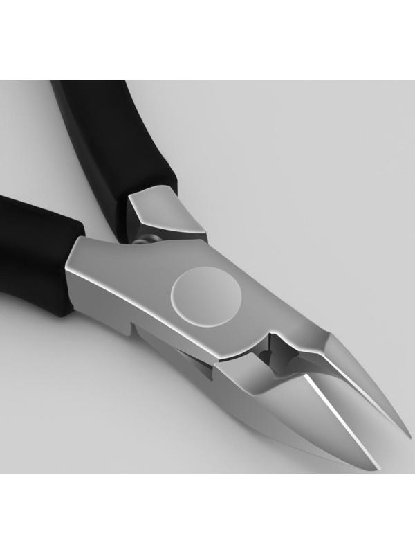 Кусачки педикюрные, скрытая пружина, прорезиненная ручка, 11 см, длина лезвия - 12 мм, цвет серебристый/чёрный