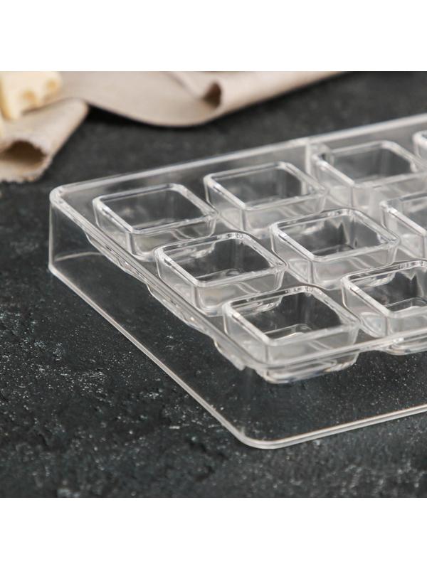 Форма для шоколада и конфет KONFINETTA «Тоффи. Квадрат», 27,5×13,5×2,5 см, 21 ячейка, ячейка 2,5×1,5 см