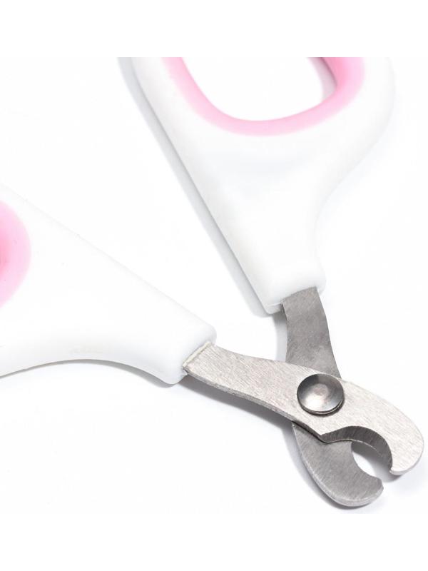 Ножницы-когтерезы с мягкими ручками, отверстие 8 мм, бело-розовые