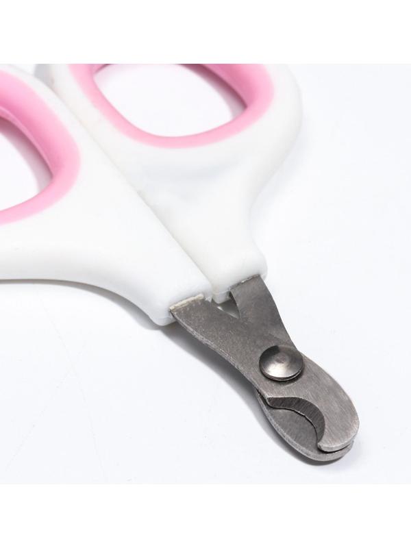 Ножницы-когтерезы с мягкими ручками, отверстие 8 мм, бело-розовые
