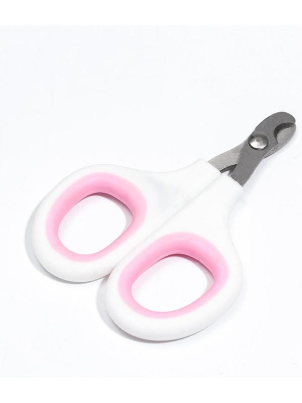 Ножницы-когтерезы с мягкими ручками, отверстие 8 мм, бело-розовые
