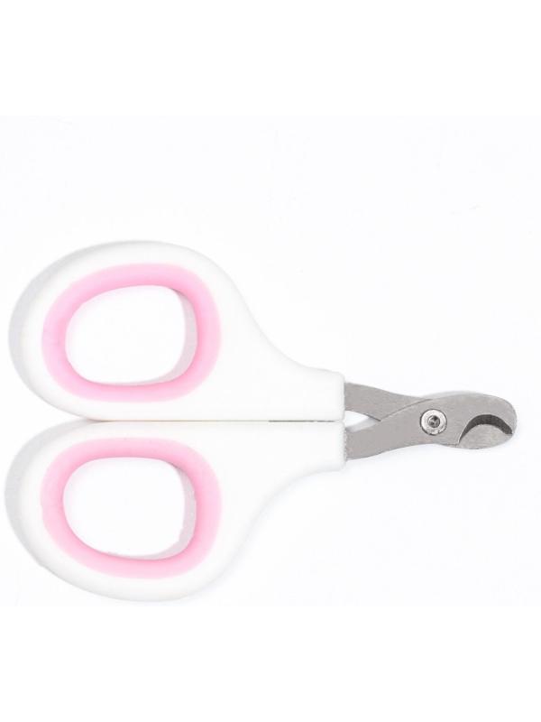 Ножницы-когтерезы с мягкими ручками, отверстие 8 мм, бело-розовые