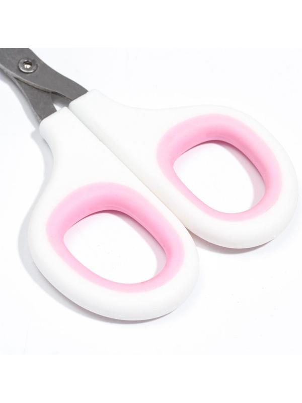 Ножницы-когтерезы с мягкими ручками, отверстие 8 мм, бело-розовые