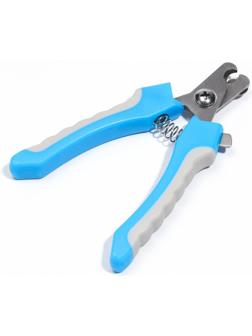 Когтерез боковой малый с нескользящими ручками, отверстие 9 мм, синий с серым