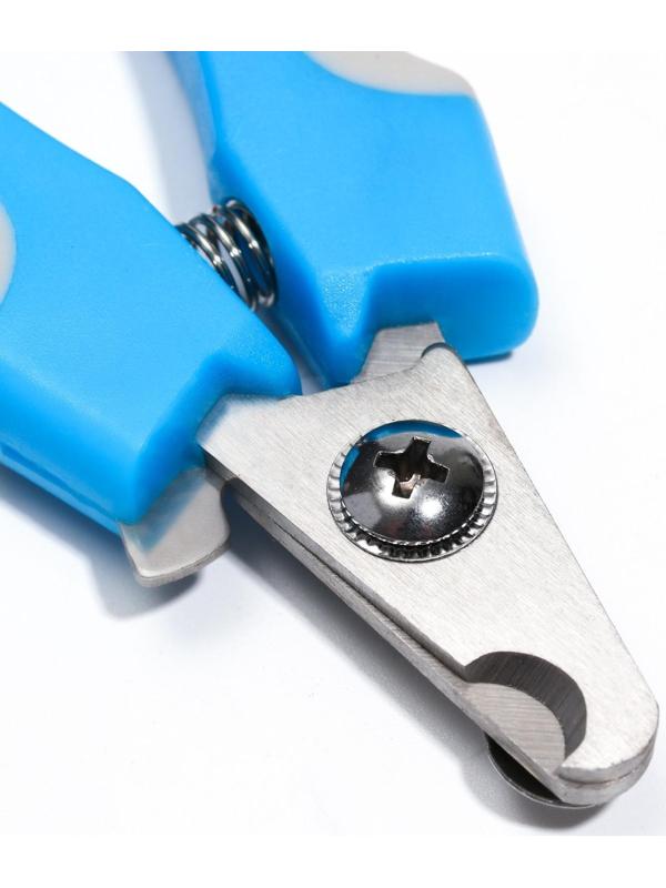 Когтерез боковой малый с нескользящими ручками, отверстие 9 мм, синий с серым
