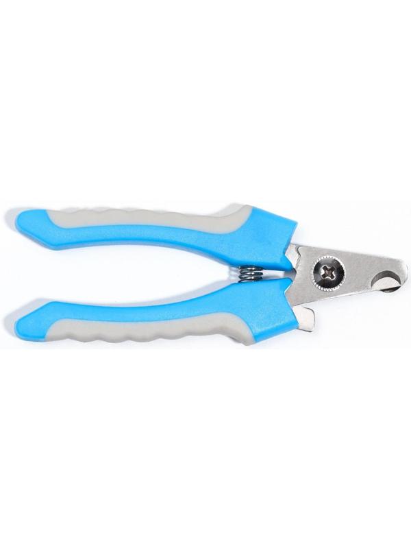 Когтерез боковой малый с нескользящими ручками, отверстие 9 мм, синий с серым