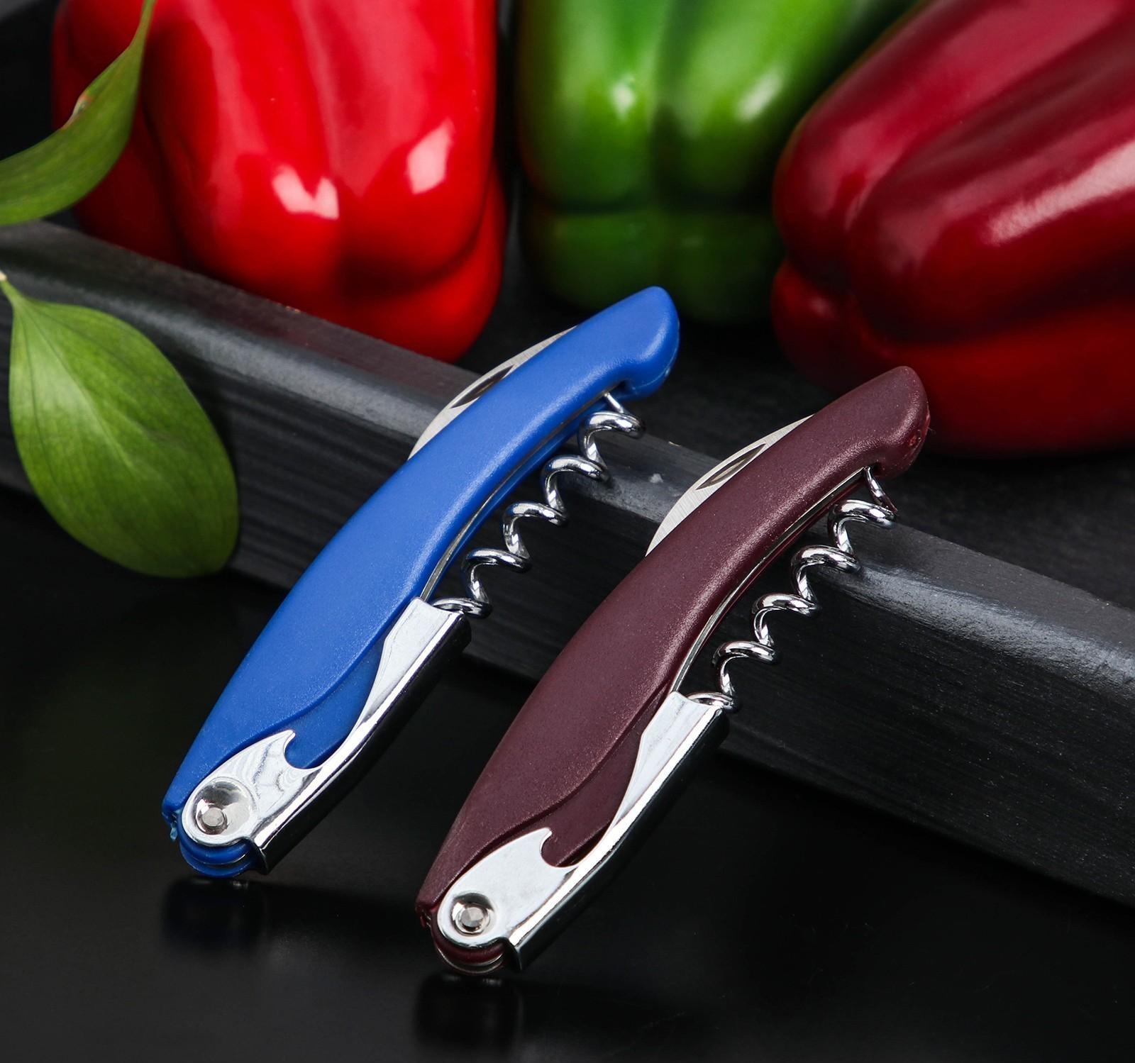 Штопор складной Доляна «Акула», нержавеющая сталь, цвет МИКС