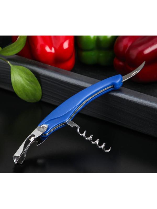 Штопор складной Доляна «Акула», нержавеющая сталь, цвет МИКС