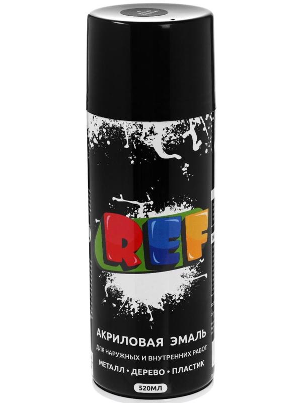 Эмаль акриловая универсальная REF 0004, черный, матовый, 520 мл