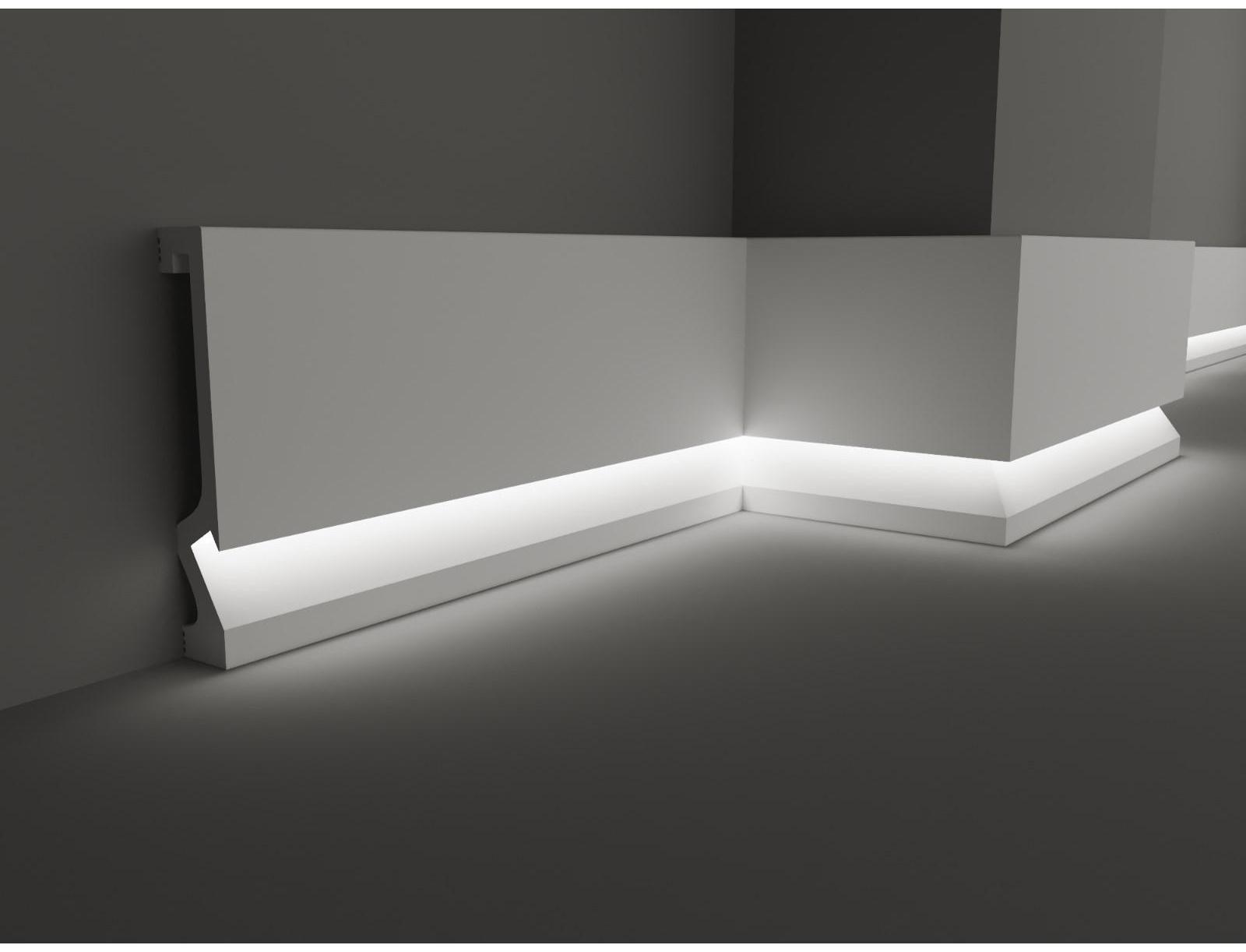 Плинтус пластиковый белый под LED ленту 100х16х2000мм