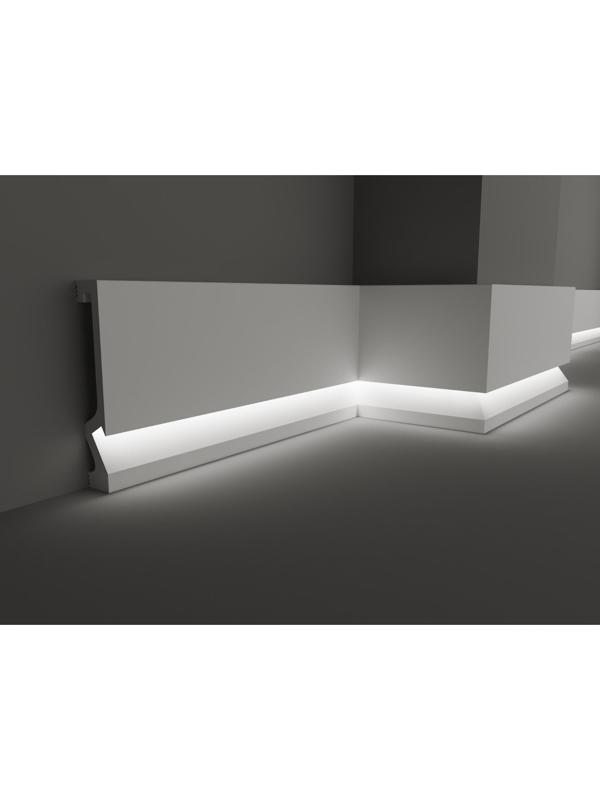 Плинтус пластиковый белый под LED ленту 100х16х2000мм