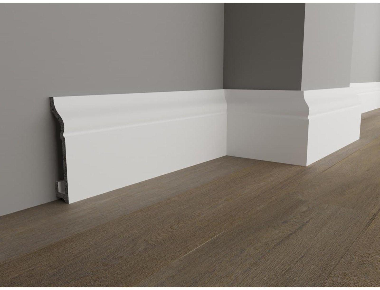 Плинтус пластиковый ударопрочный белый 80х16х2000мм