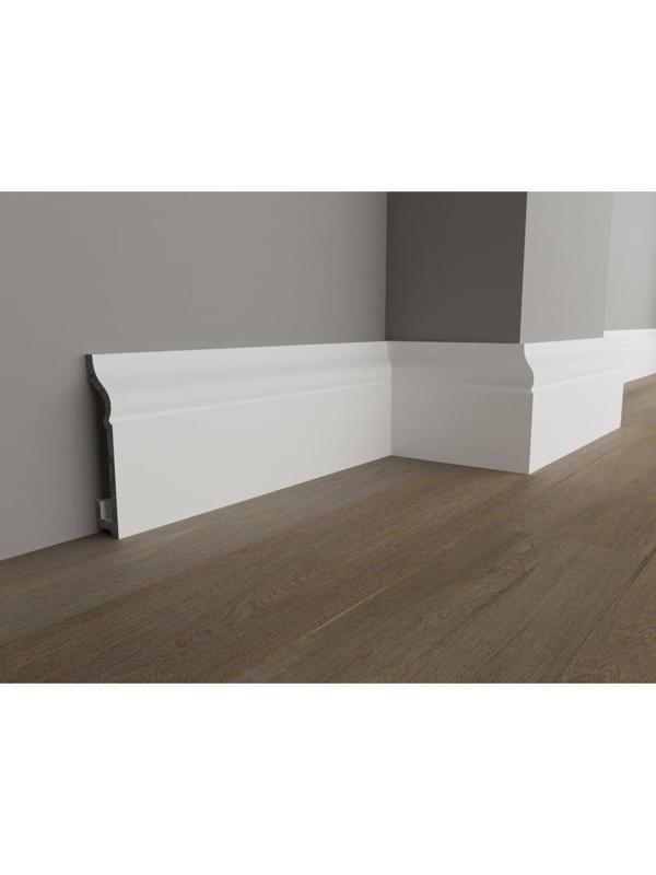 Плинтус пластиковый ударопрочный белый 80х16х2000мм