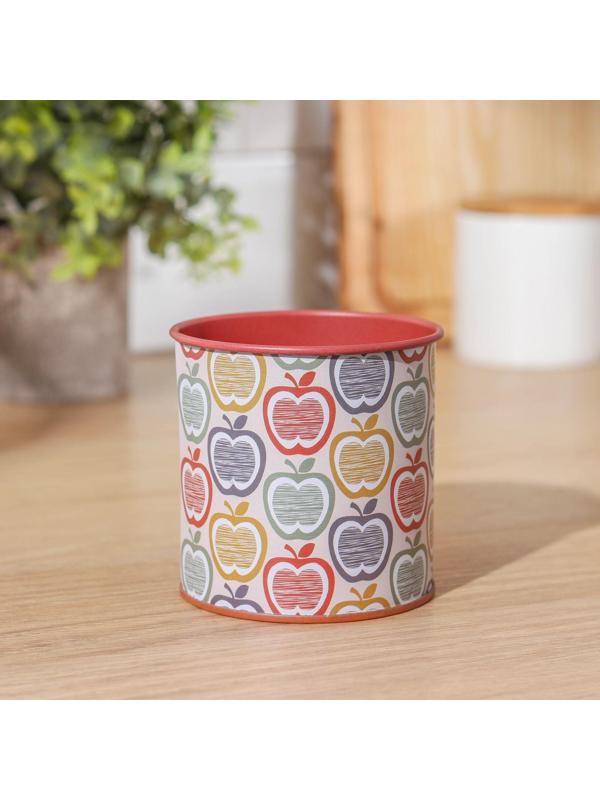 Подставка для столовых приборов металлическая «Фрукты и цветы», 8×8 см, яблоко