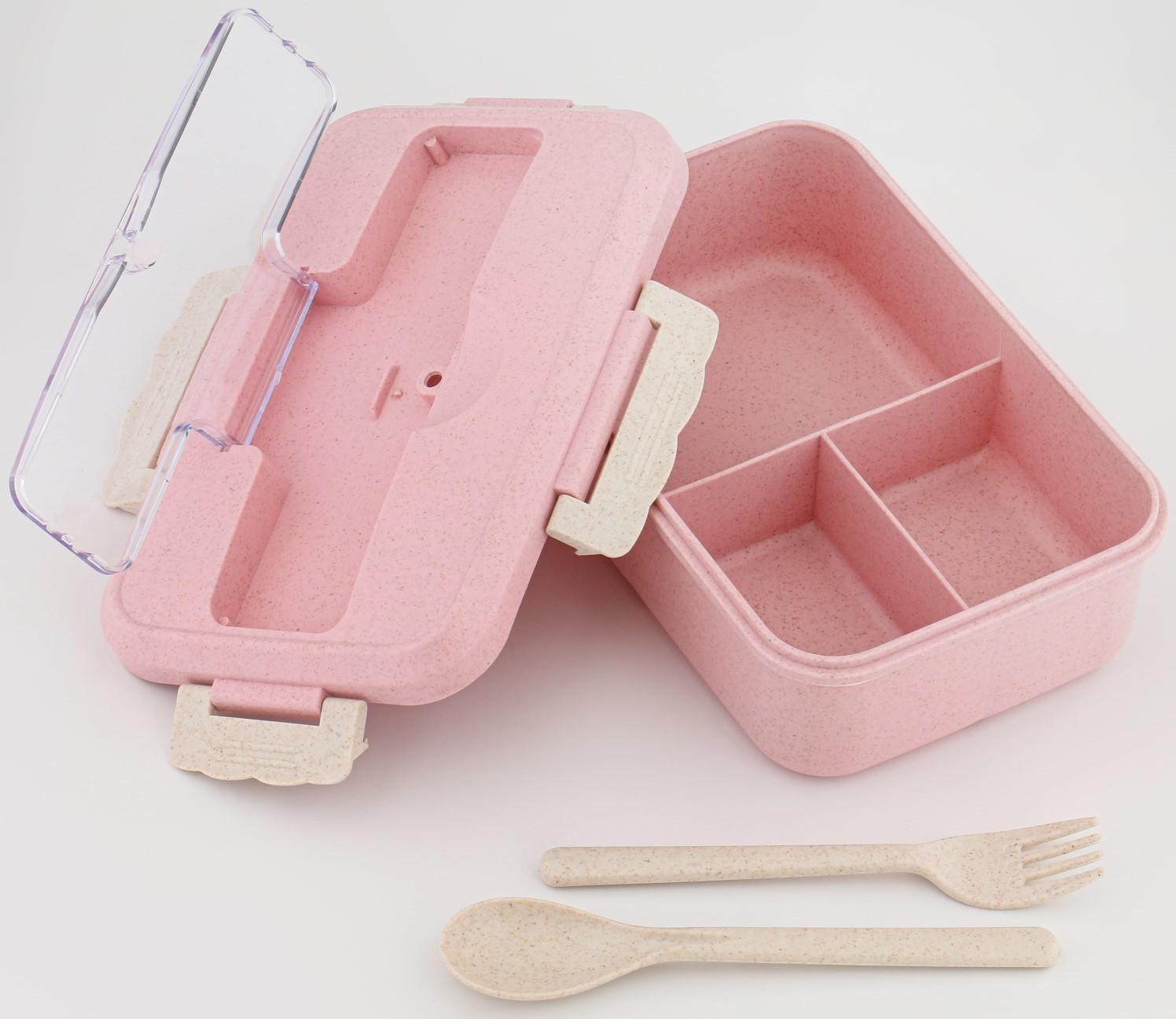 Ланч-бокс, 800 мл, с приборами, 12 х 7.6 х 20 см, розовый