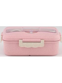 Ланч-бокс, 800 мл, с приборами, 12 х 7.6 х 20 см, розовый