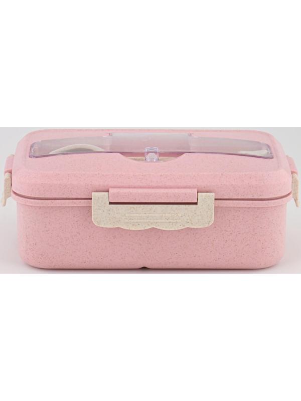 Ланч-бокс, 800 мл, с приборами, 12 х 7.6 х 20 см, розовый