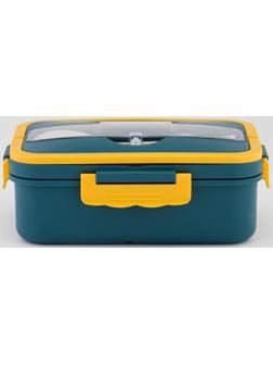 Ланч-бокс, 800 мл, с приборами, 12 х 7.6 х 20 см, бирюзовый