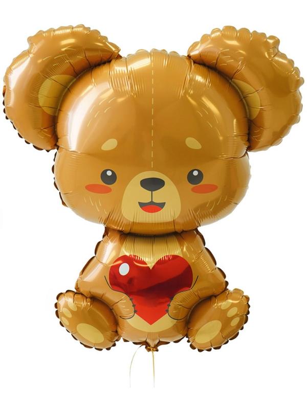 Шар фольгированный 33'' «Плюшевый мишка с сердцем», фигура