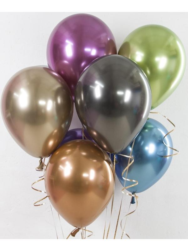 Шар латексный 12'', хром, набор 50 шт., МИКС