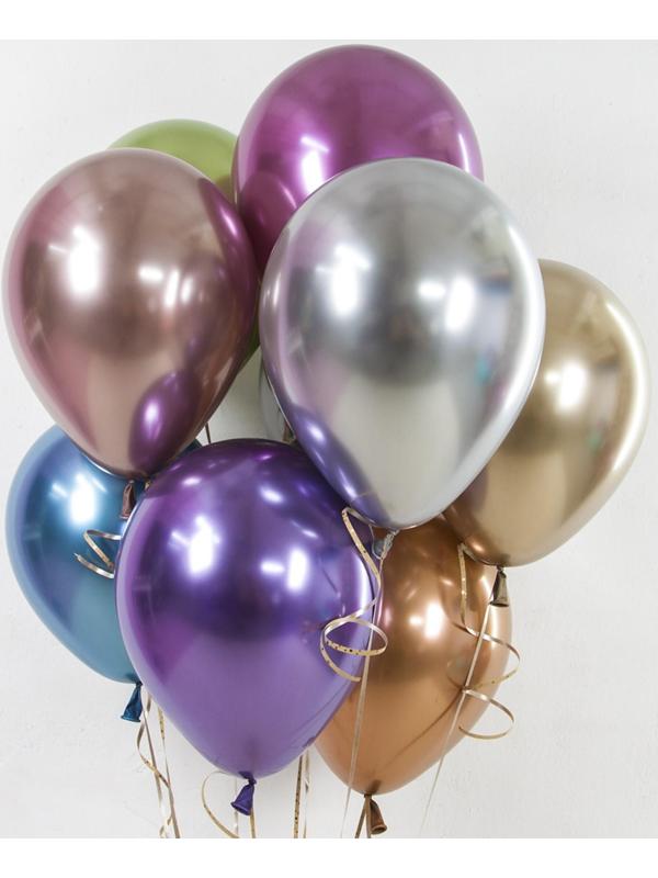 Шар латексный 12'', хром, набор 50 шт., МИКС