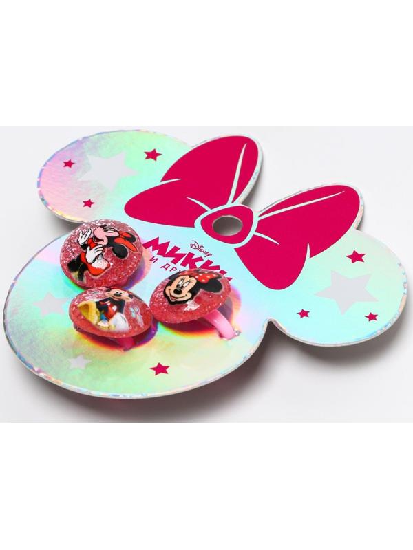 Набор колец на голографической подложке 3 шт, Минни Маус