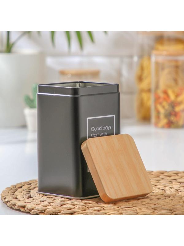 Банка для сыпучих продуктов «Lifestyle кофе», 9×9×15 см, цвет чёрный