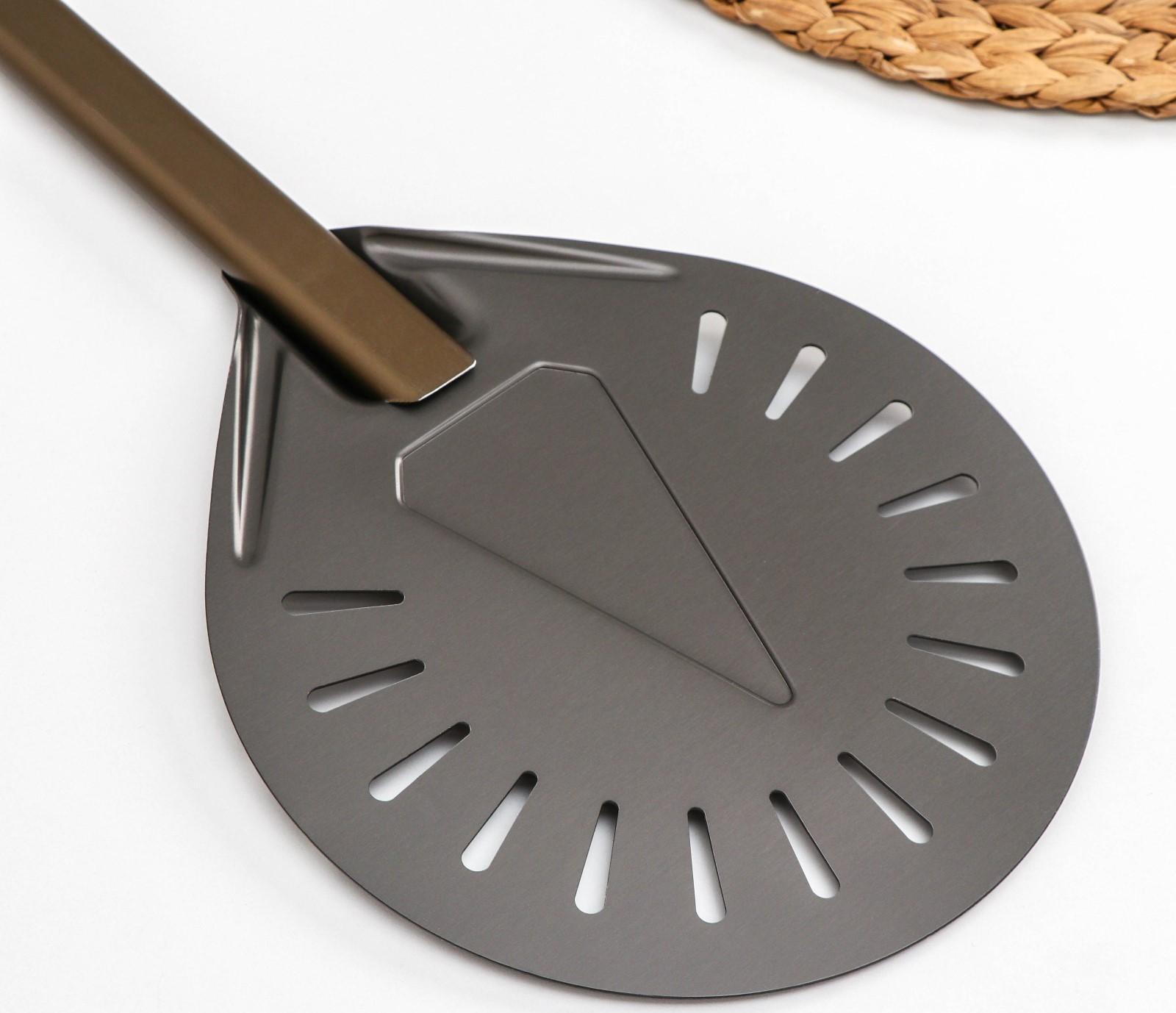 Лопатка перфорированная Delicate, 103×23 см, с разборной ручкой, цвет коричневый