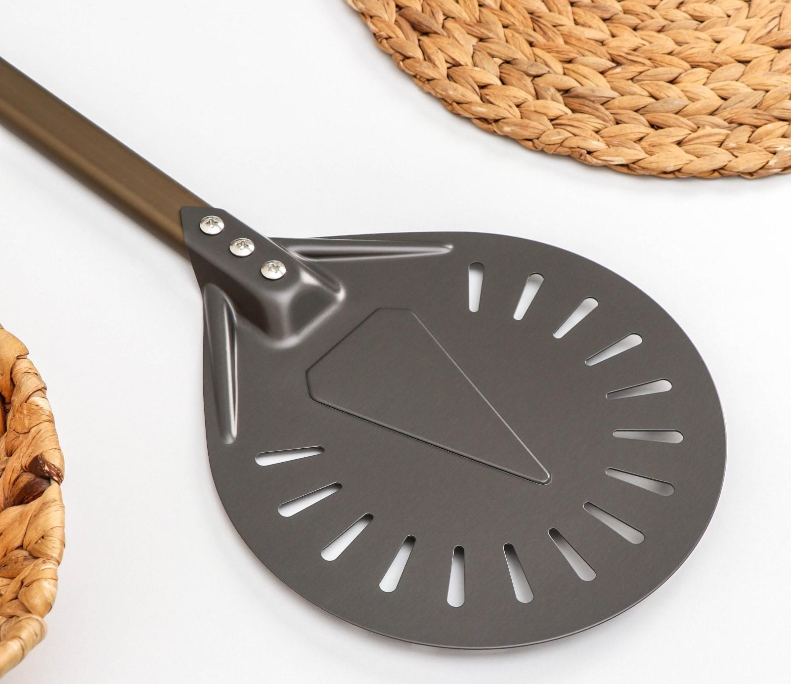 Лопатка перфорированная Delicate, 103×23 см, с разборной ручкой, цвет коричневый