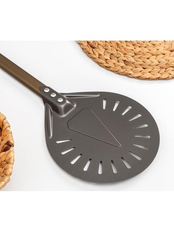 Лопатка перфорированная Delicate, 103×23 см, с разборной ручкой, цвет коричневый