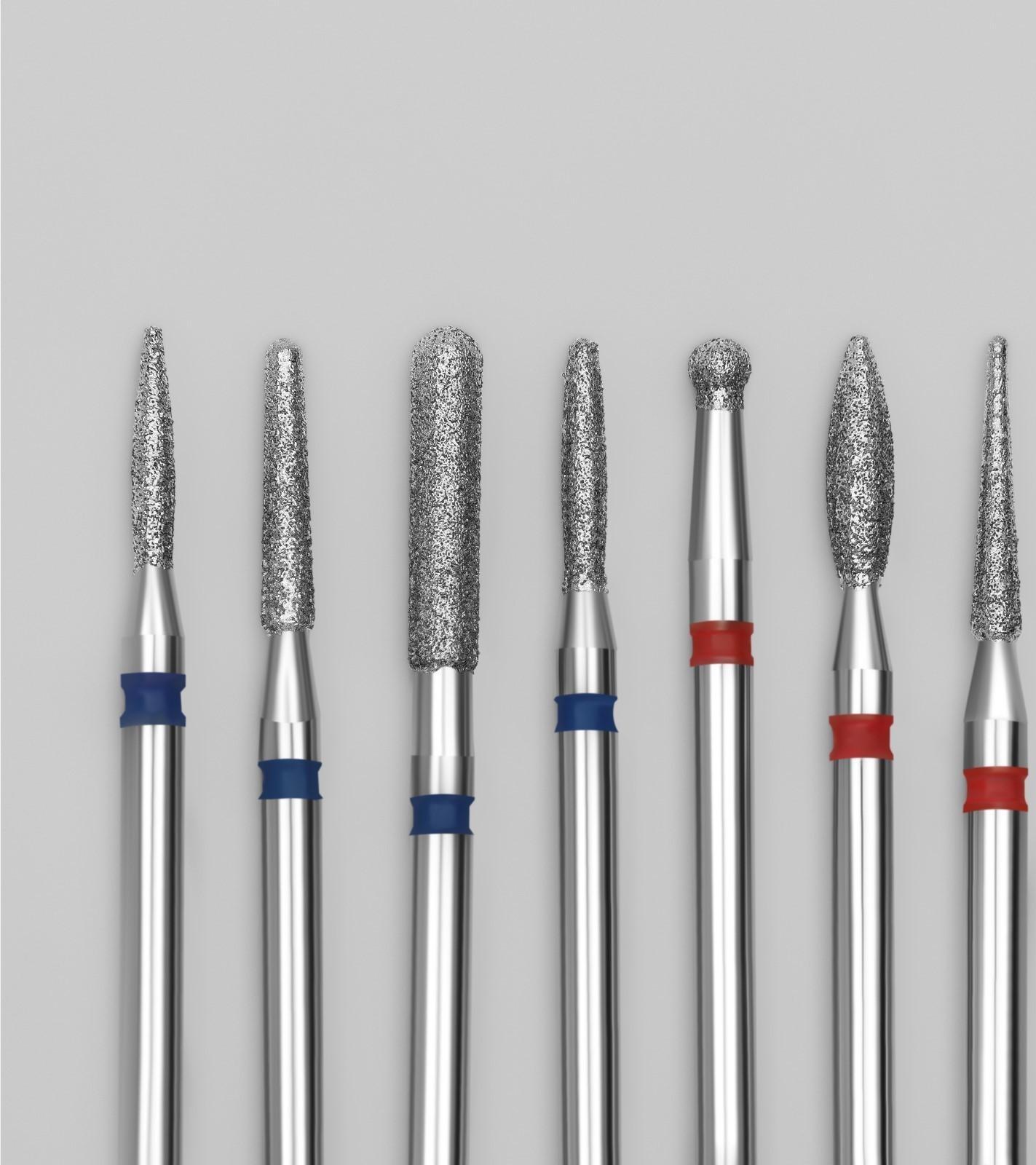 Фрезы алмазные для маникюра, 7 шт, форма и зернистость АССОРТИ