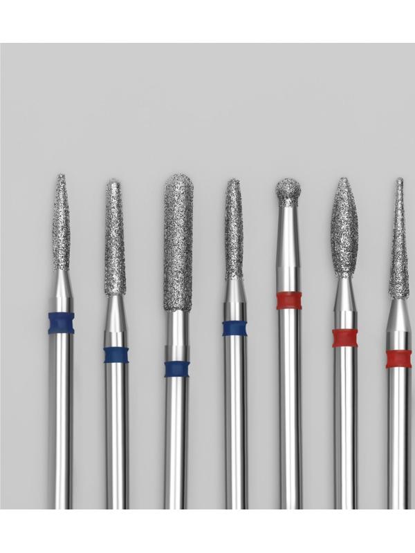Фрезы алмазные для маникюра, 7 шт, форма и зернистость АССОРТИ