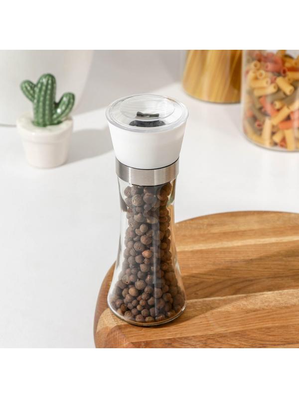 Мельница для специй Доляна «Модерн», 6,5×6,5×18,8 см, 200 мл, цвет белый