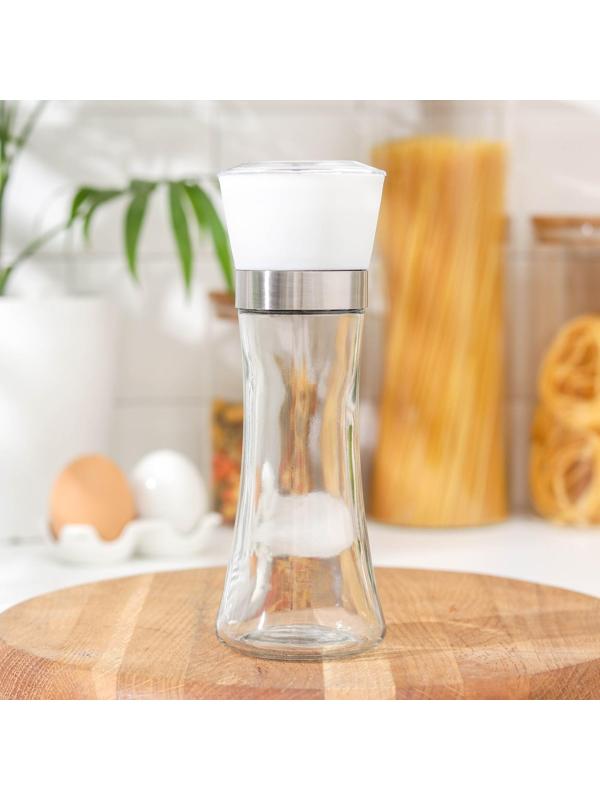 Мельница для специй Доляна «Модерн», 6,5×6,5×18,8 см, 200 мл, цвет белый