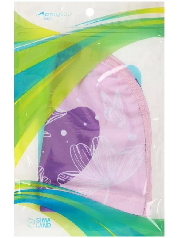 Шапочка для плавания детская ONLYTOP Swim «Цветы», тканевая, обхват 46-52 см