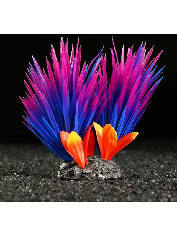 Растение искусственное аквариумное, 18 х 10 х 11,5 см, красно-фиолетовый