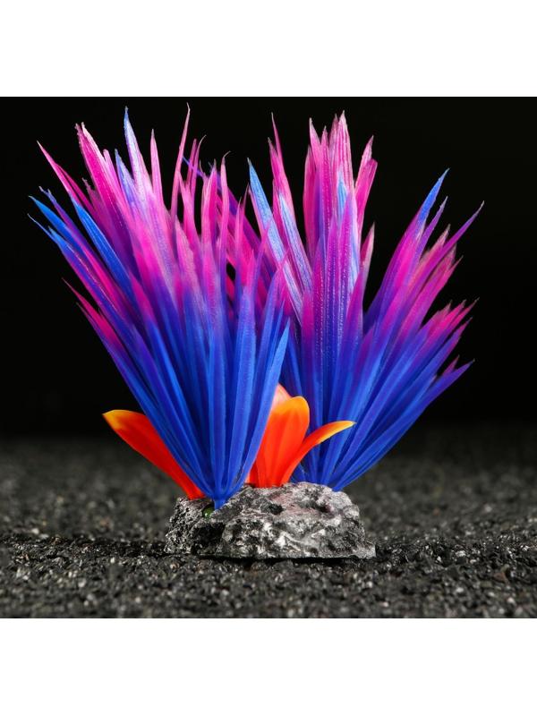 Растение искусственное аквариумное, 18 х 10 х 11,5 см, красно-фиолетовый