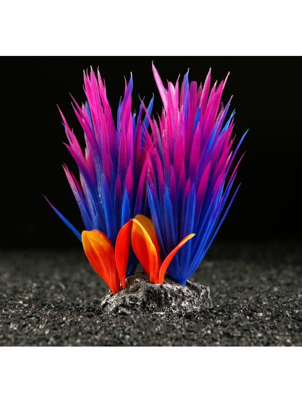 Растение искусственное аквариумное, 18 х 10 х 11,5 см, красно-фиолетовый