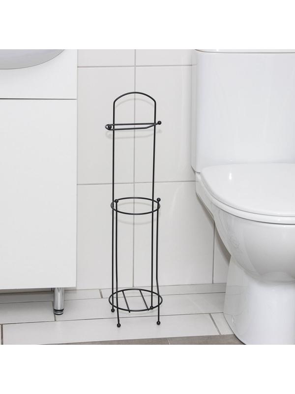 Держатель-стойка для туалетной бумаги Доляна, цвет чёрный