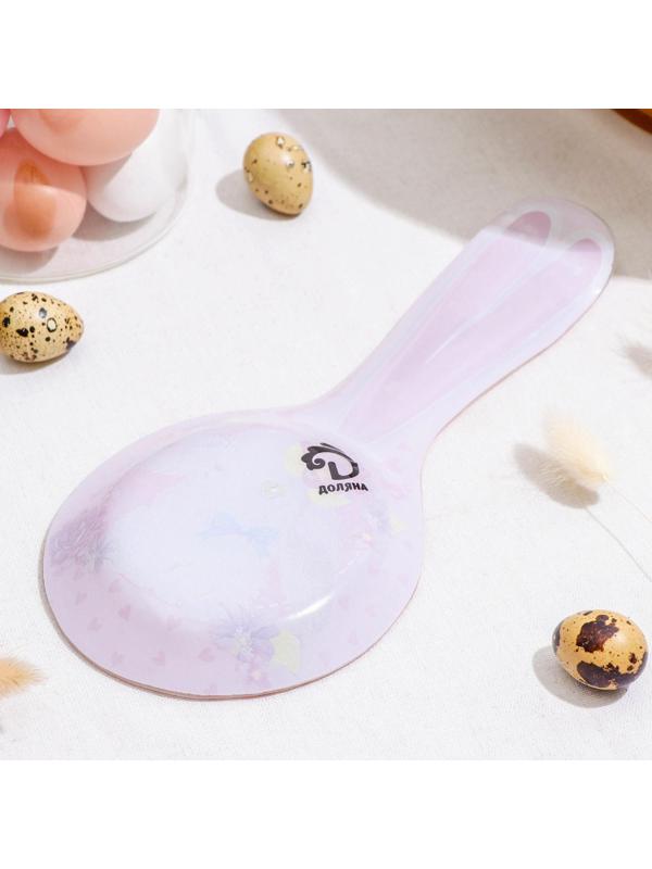 Подставка стеклянная под ложку Доляна «Цветочный зайка»