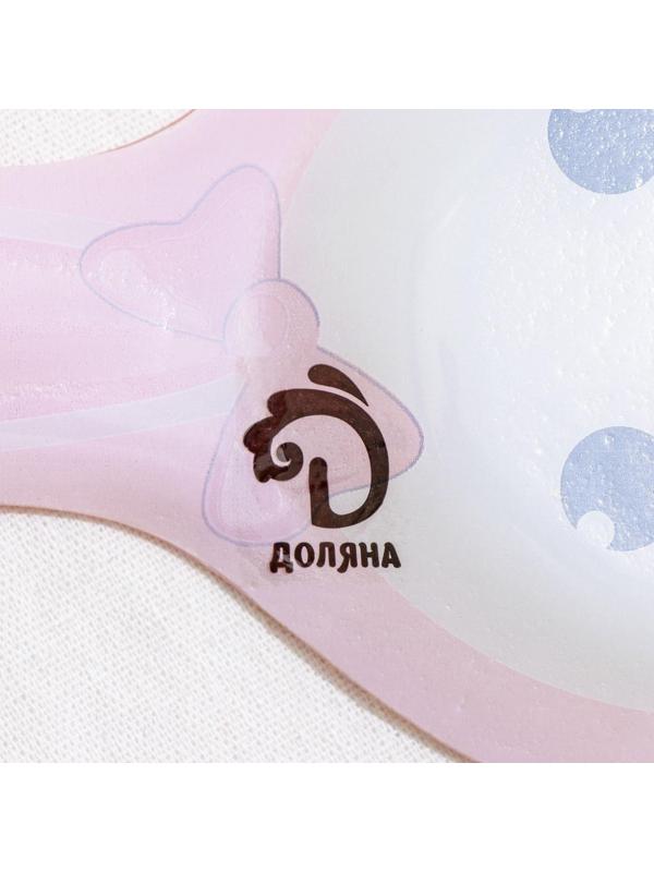 Подставка стеклянная под ложку Доляна «Зайка и морковка», цвет розовый