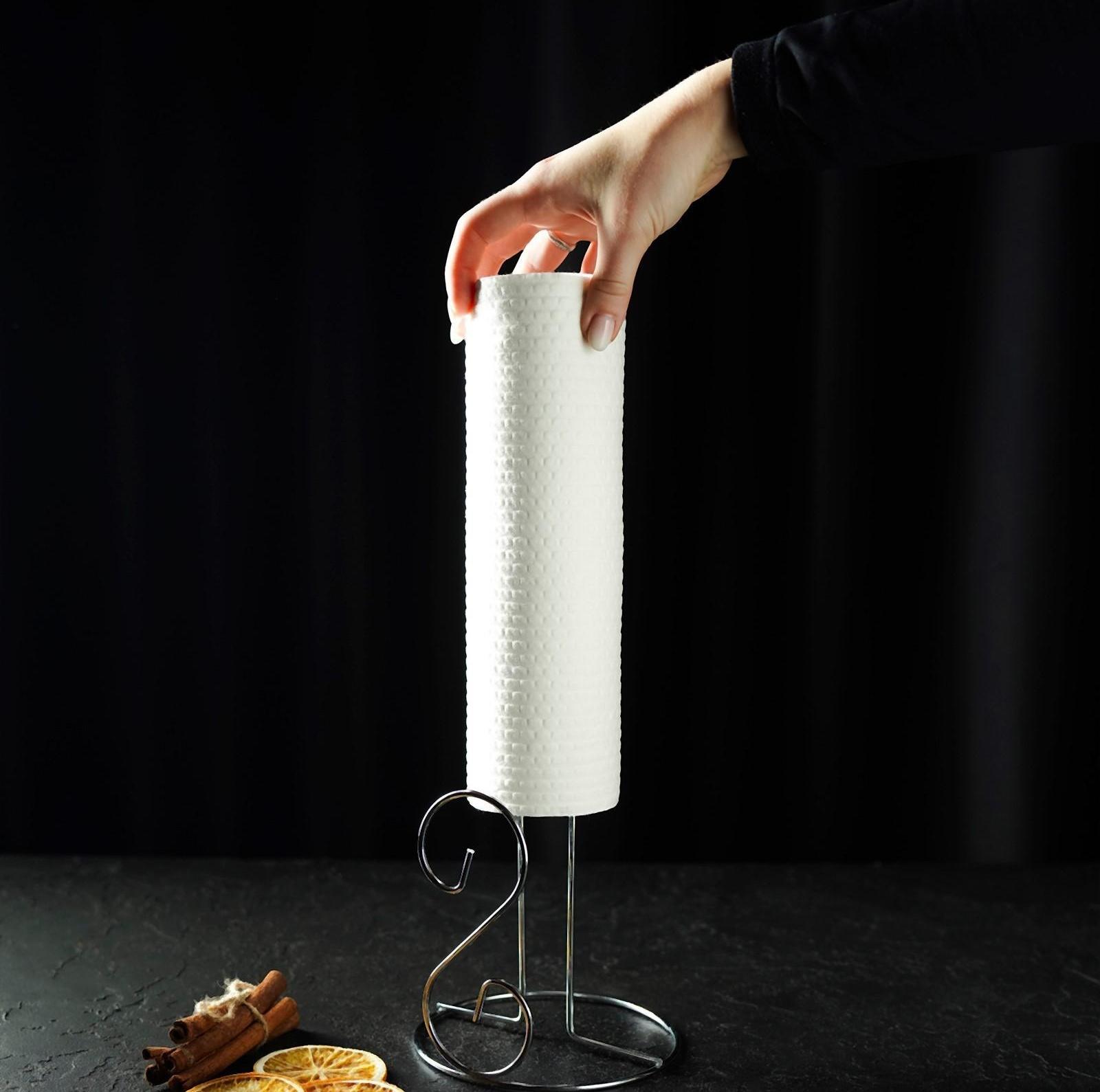 Подставка под бумажные полотенца Доляна ,13,5×13,5×28 см, цвет хром