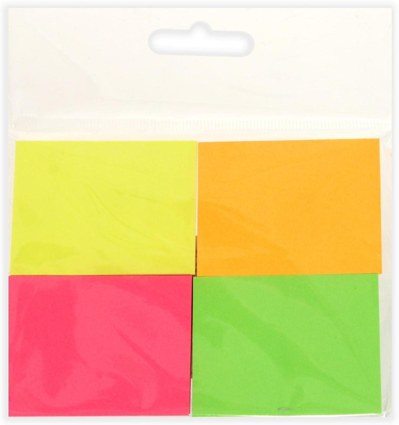 Набор 4 блока с липким краем 38мм. х 51 мм., 50 листов, х 4 цвета, флуоресцентные цвета