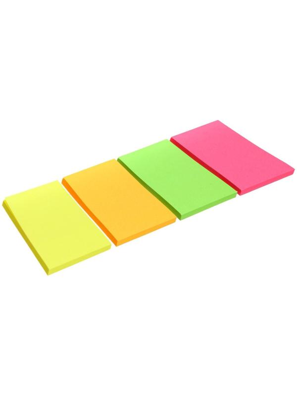 Набор 4 блока с липким краем 38мм. х 51 мм., 50 листов, х 4 цвета, флуоресцентные цвета