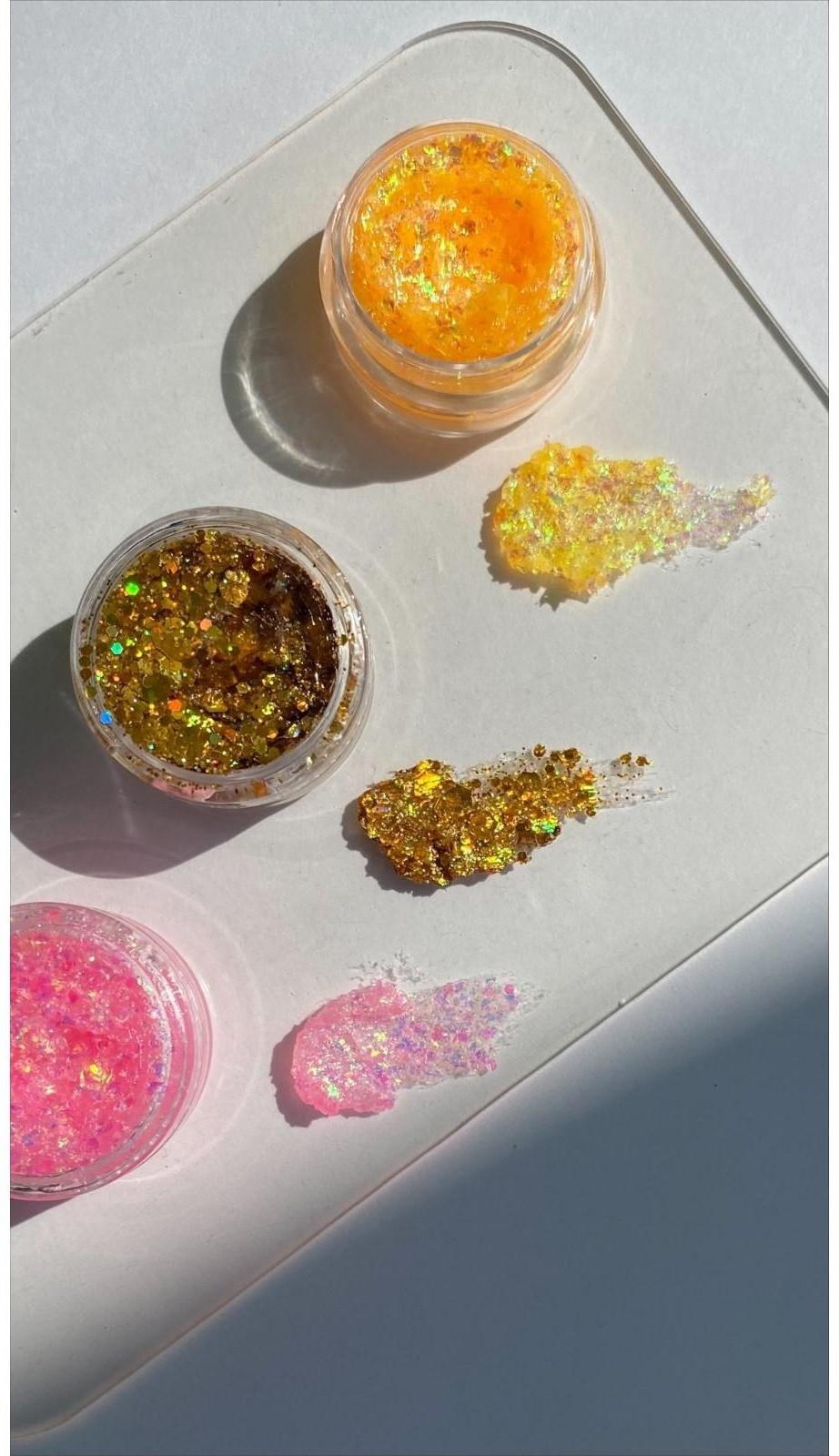 Набор блёсток для лица и тела на гелевой основе GLITTER SET, 3 цвета по 3 мл