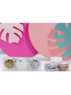 Набор блёсток для лица и тела на гелевой основе GLITTER SET, 3 цвета по 3 мл